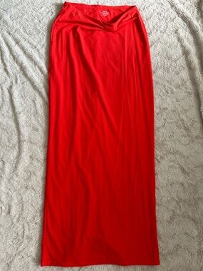 SKIMS Red Maxi Skirt - Streamlined Stretch Silhouette